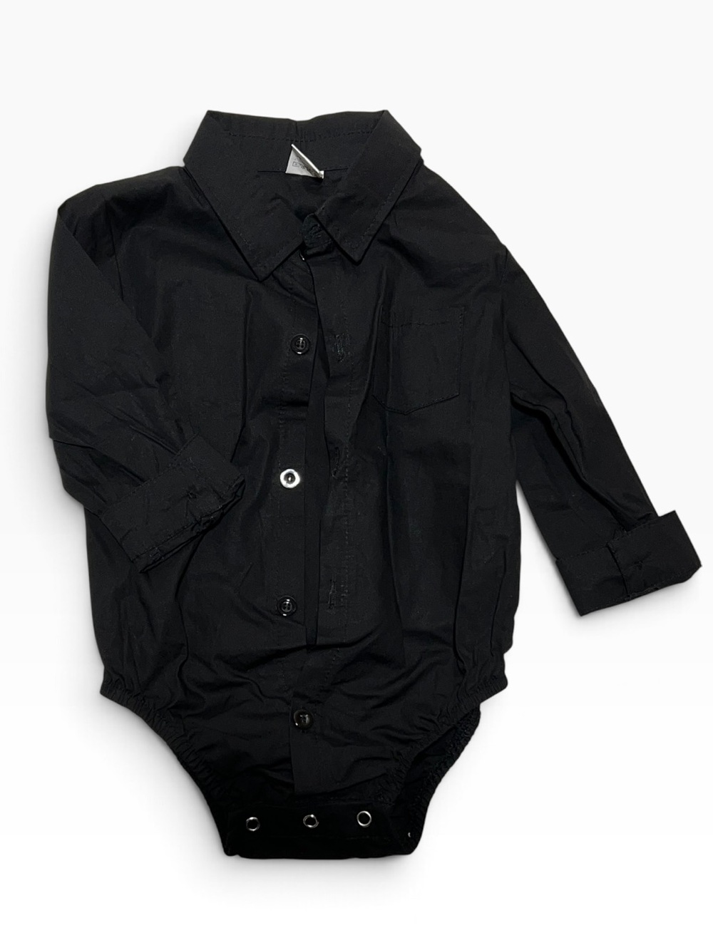 Black Baby One-Piece Button-Front Shirt Bodysuit